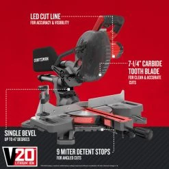 Best Sale ❤️ Craftsman 20 V 7-1/4 in. Cordless Sliding Miter Saw Kit (Battery & Charger) 🤩 17 Best Sale ❤️ Craftsman 20 V 7-1/4 in. Cordless Sliding Miter Saw Kit (Battery & Charger) 🤩 -Craftsman Sales 2022 157df6f0 f2c9 4fb0 adf1 712ad069fcf7