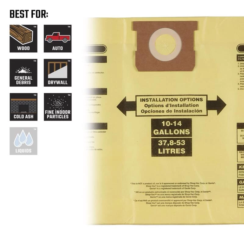 Best deal 🤩 Craftsman 2 in. L X 9.5 in. W Wet/Dry Vac Filter Bag 10-14 gal 2 pc 🔥 5 Best deal 🤩 Craftsman 2 in. L X 9.5 in. W Wet/Dry Vac Filter Bag 10-14 gal 2 pc 🔥 - Image 3