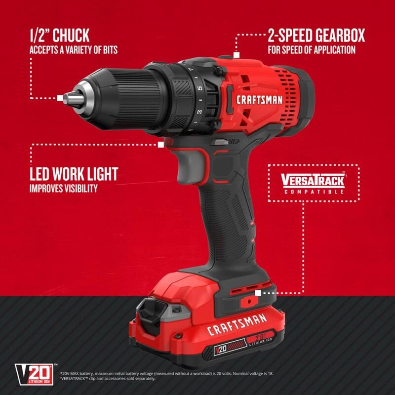 Best reviews of 🤩 Craftsman 20 V 1/2 in. Brushed Cordless Compact Drill Kit (Battery & Charger) ✔️ 4 Best reviews of 🤩 Craftsman 20 V 1/2 in. Brushed Cordless Compact Drill Kit (Battery & Charger) ✔️ - Image 2