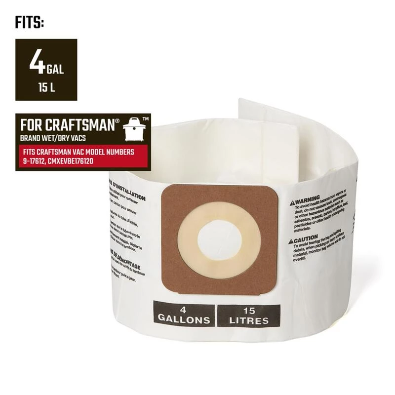 Hot Sale ๐ Craftsman 10.6 in. L X 4.1 in. W Wet/Dry Vac Dust Bag 4 gal 2 pc ๐งจ 4 Hot Sale ๐ Craftsman 10.6 in. L X 4.1 in. W Wet/Dry Vac Dust Bag 4 gal 2 pc ๐งจ - Image 2