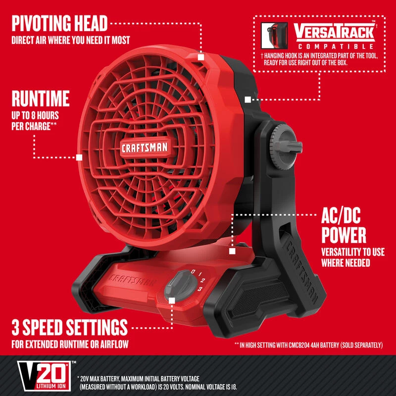 Cheapest 😀 Craftsman V20 14 in. H 3 speed Cordless Jobsite Fan 🔔 2 Cheapest 😀 Craftsman V20 14 in. H 3 speed Cordless Jobsite Fan 🔔 - Image 2