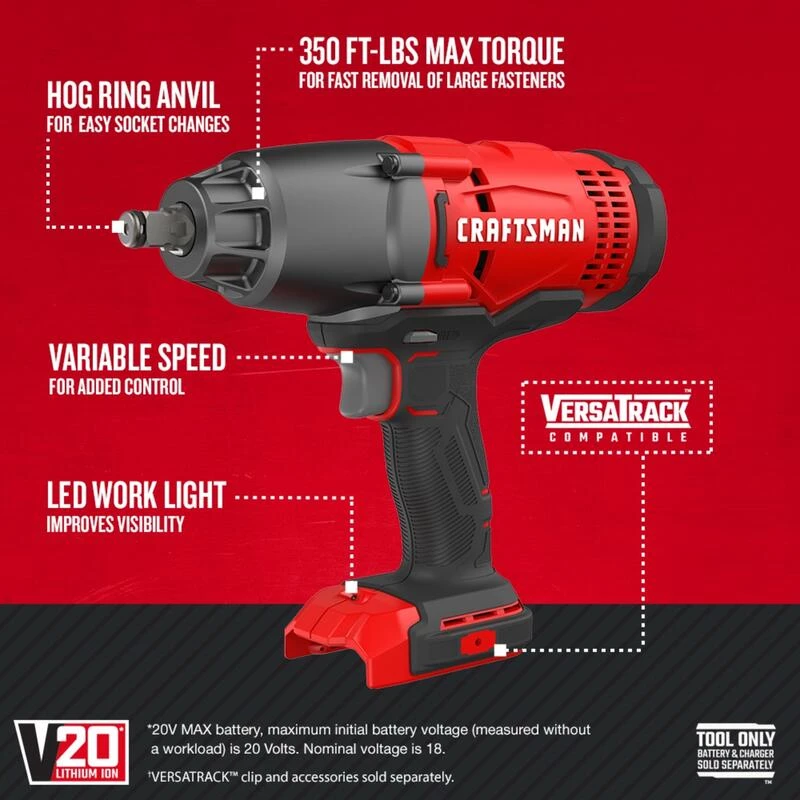 Cheapest ๐งจ Craftsman 20 V 1/2 in. Cordless Brushed Impact Wrench Tool Only ๐ 4 Cheapest ๐งจ Craftsman 20 V 1/2 in. Cordless Brushed Impact Wrench Tool Only ๐ - Image 2