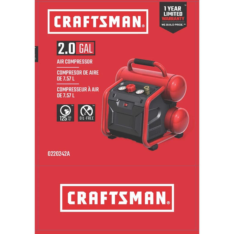 Flash Sale 😀 Craftsman 2 gal Twin Stack Portable Air Compressor 125 psi 0.3 HP 👍 5 Flash Sale 😀 Craftsman 2 gal Twin Stack Portable Air Compressor 125 psi 0.3 HP 👍 - Image 3