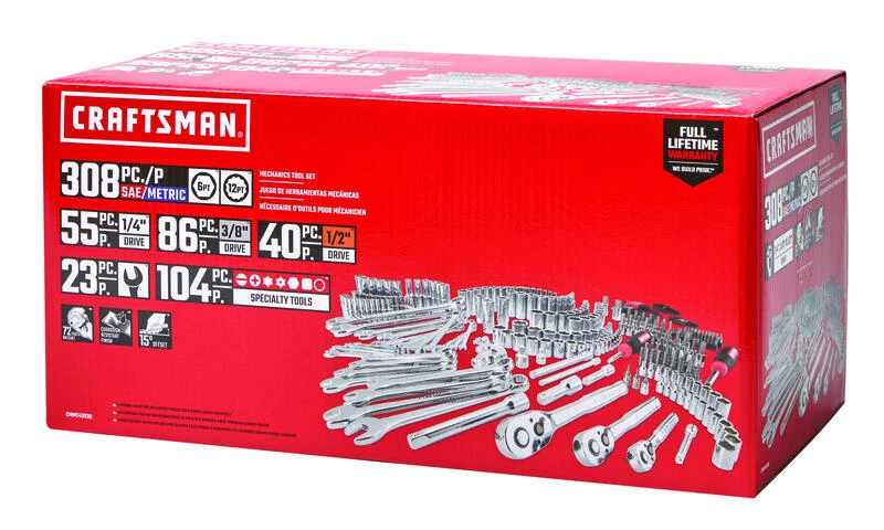 Wholesale 😀 Craftsman 1/4, 3/8 and 1/2 in. drive Metric and SAE 6 and 12 Point Mechanic's Tool Set 308 pc 😍 4 Wholesale 😀 Craftsman 1/4, 3/8 and 1/2 in. drive Metric and SAE 6 and 12 Point Mechanic's Tool Set 308 pc 😍 - Image 2