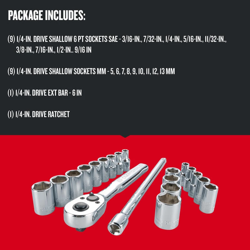 Best Pirce 😀 Craftsman 1/4 in. drive Metric and SAE 6 Point Socket and Ratchet Set 20 pc 👍 5 Best Pirce 😀 Craftsman 1/4 in. drive Metric and SAE 6 Point Socket and Ratchet Set 20 pc 👍 - Image 3