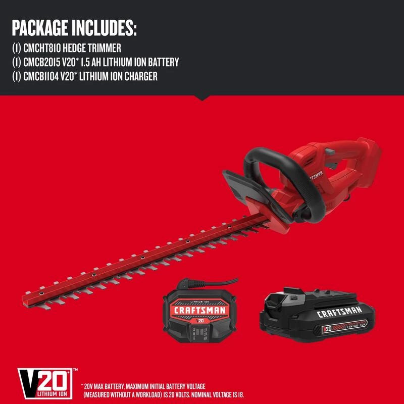 Cheapest ๐ Craftsman V20 CMCHT810C1 20 in. 20 V Battery Hedge Trimmer Kit (Battery & Charger) โจ 4 Cheapest ๐ Craftsman V20 CMCHT810C1 20 in. 20 V Battery Hedge Trimmer Kit (Battery & Charger) โจ - Image 2