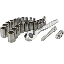 Discount 💯 Craftsman 1/4 in. drive Metric and SAE 6 Point Socket and Ratchet Set 24 pc 🧨