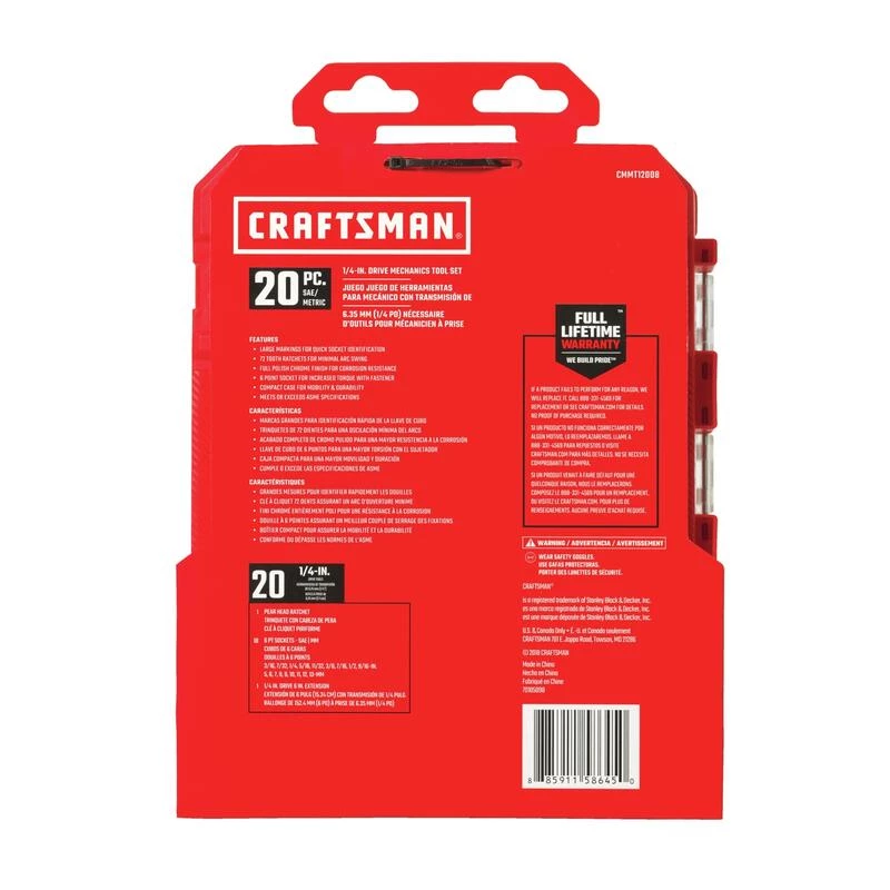 Best Pirce 😀 Craftsman 1/4 in. drive Metric and SAE 6 Point Socket and Ratchet Set 20 pc 👍 9 Best Pirce 😀 Craftsman 1/4 in. drive Metric and SAE 6 Point Socket and Ratchet Set 20 pc 👍 - Image 7
