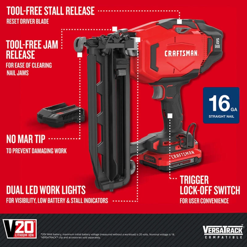 Outlet ๐ Craftsman 20V MAX 16 Ga. Finish Nailer Kit ๐งจ 4 Outlet ๐ Craftsman 20V MAX 16 Ga. Finish Nailer Kit ๐งจ - Image 2