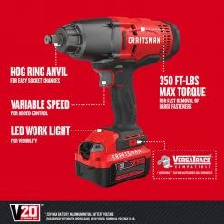 Buy 😀 Craftsman 20 V 1/2 in. Cordless Brushed Impact Wrench Kit (Battery & Charger) 🛒 -Craftsman Sales 2022 e7327f06 a61f 4da4 affe e4728972aebb