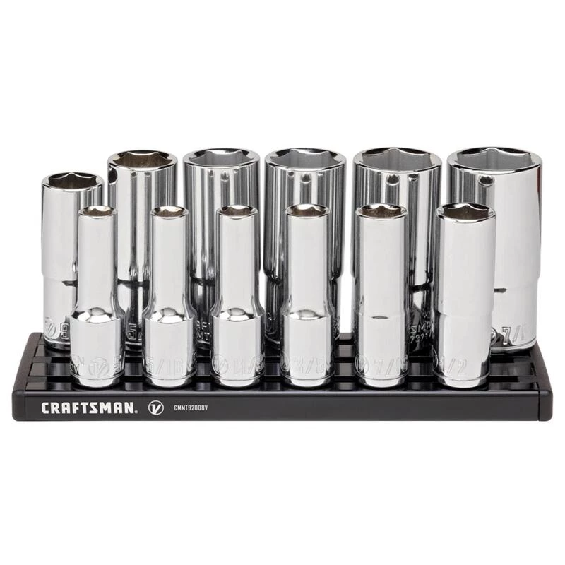 Cheap 🤩 Craftsman V-Series 3/8 in. drive SAE 6 Point Deep Socket Set 12 pc 👏 3 Cheap 🤩 Craftsman V-Series 3/8 in. drive SAE 6 Point Deep Socket Set 12 pc 👏